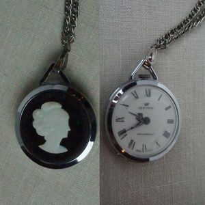 Vintage Swiss Made Pocket Watch & Cameo 003